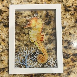 Seahorse Art Print in White Frame